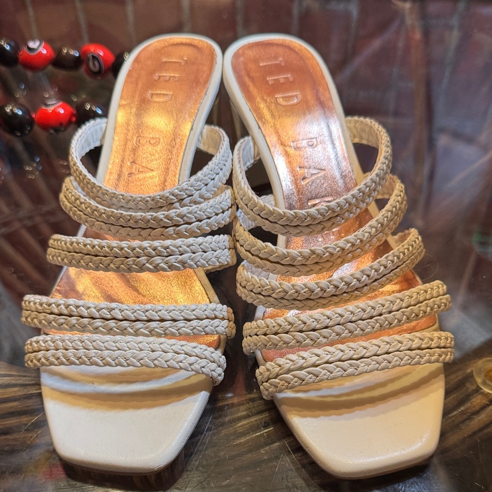 Ted Baker Cream Braided Strap Sandals
